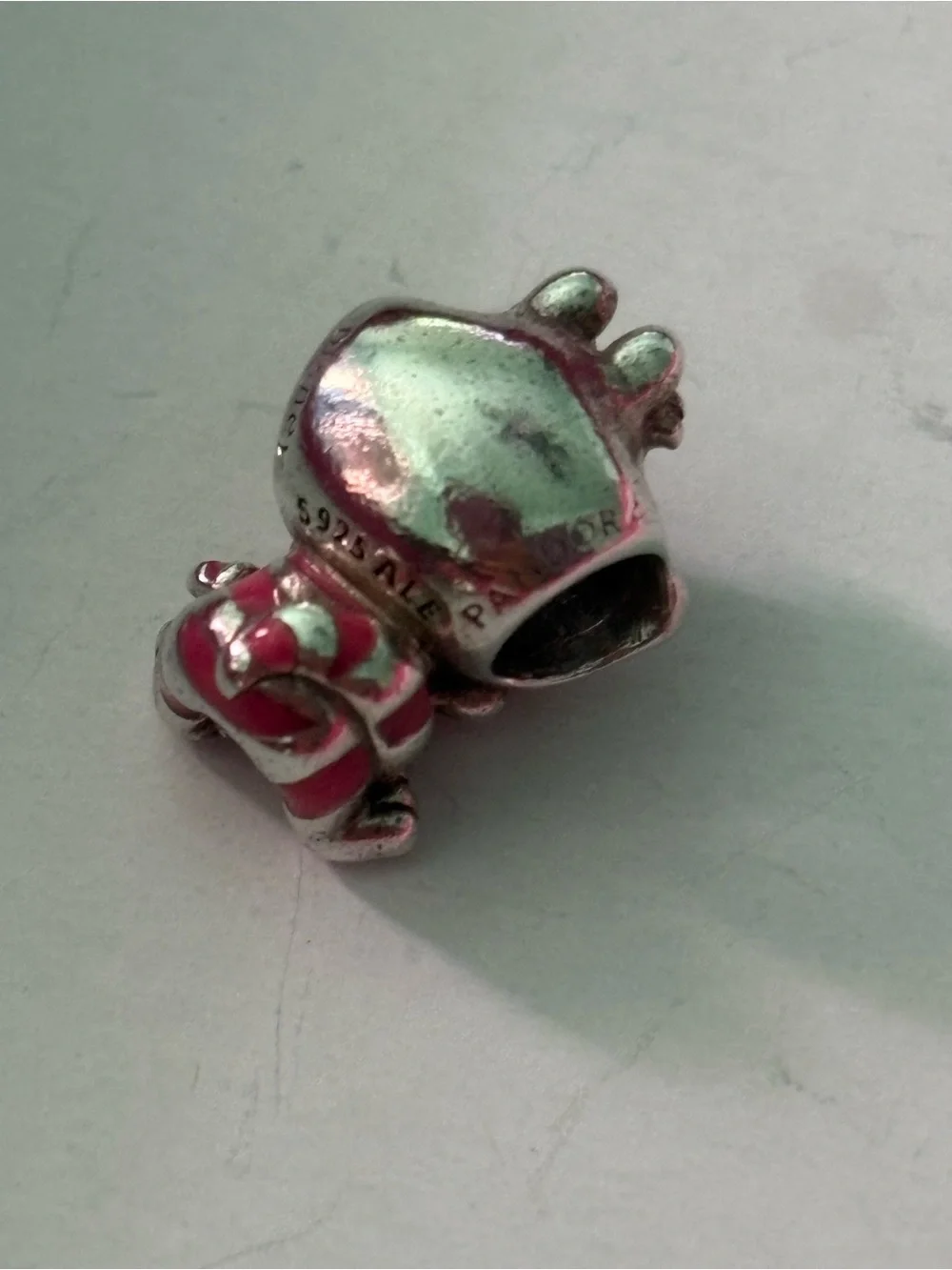 Pandora Silver Cheshire Cat Charm with Pink and Purple Accents